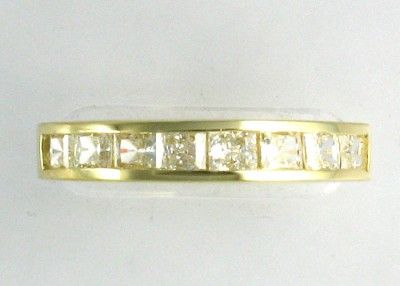 R30585 14K solid gold 1ct total CZ princess band ring  