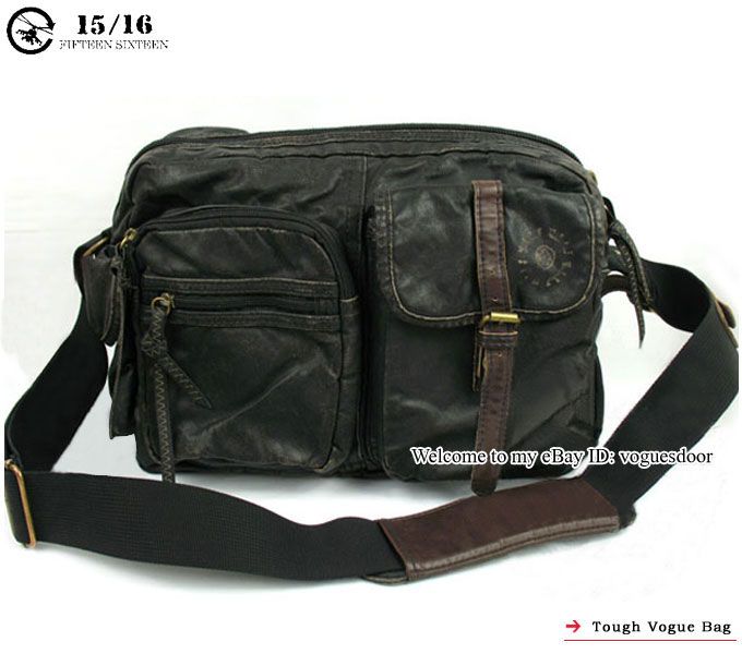 New Tough Punk Vintage Oilskin Black Mens Message Bag 8321  