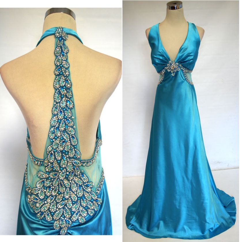 NWT RIVA DESIGNS $620 Turquoise /Multi Prom Ball Gown 6  
