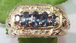 GENERATIONS 1912 GENUINE ALEXANDRITE DIAMOND RING 14KT  