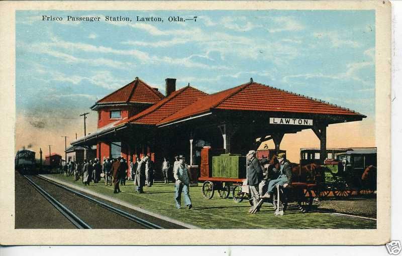 LAWTON OKLAHOMA FRISCO RAILROAD DEPOT VINTAGE POSTCARD  