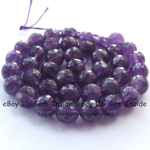 AAA 10mm Round Faceted Shape Natural Amethyst Gemstone  