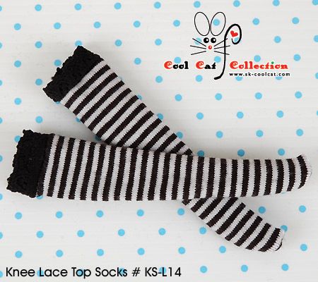 Cool Cat╭☆ Blythe Pullip Lace Top Knee Doll Socks (KS L14) Thin 