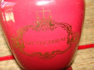 Porcelain Burgundy Apothecary Jar Lactucarium Drug Stor  