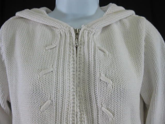 BALLINGER GOLD White Cotton Zip Up Sweater Sz S  