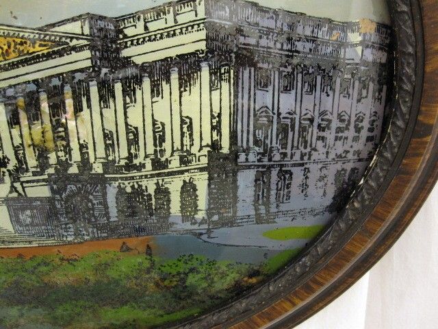 Reverse Painting Bubble Glass USA Capitol Building 1916  