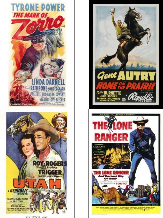 DIFFERENT IMAGES OF FAMOUS COWBOYS MOVIE POSTER IMAGES ON MAGNETS