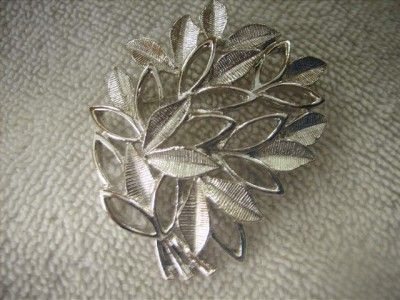 Vintage Sarah Coventry Silver Tone Leaf Spray Brooch  