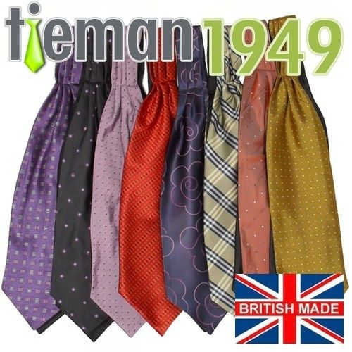 Mens Ascot Pure Silk Cravat Self Tie Wedding Scarf  