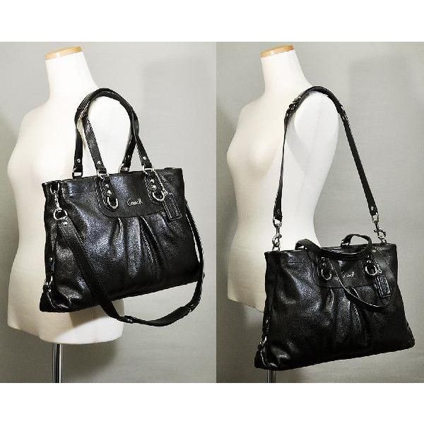 COACH ASHLEY BLACK LEATHER CARRYALL BAG PURSE HANDBAG  