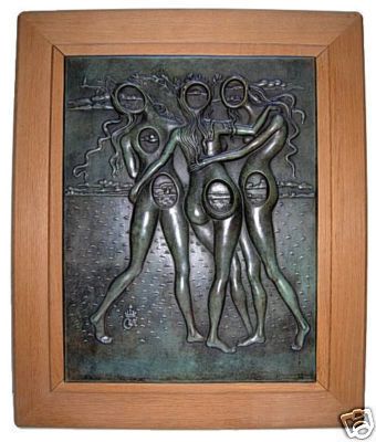 Salvador DALI s/n Bronze Bas relief Les Trois Grâce COA  