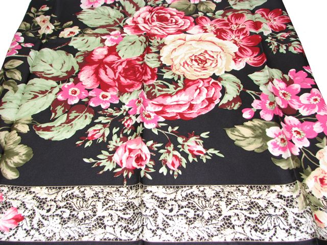 Kenzo Silk Scarf / Floral 34x 34 (Black)  