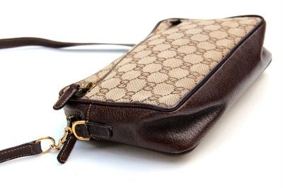 AUTHENTIC GUCCI GG MONOGRAM BROWN HANDBAG SMALL SHOULDER BAG SUPER 