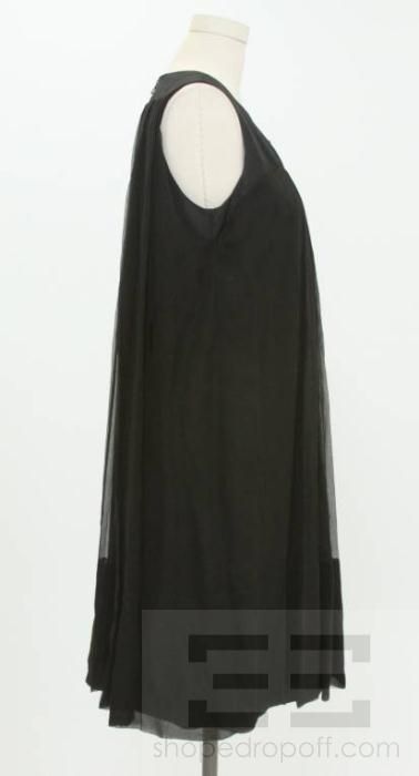 Chloe Black Silk Pleated Sleeveless Trapeze Dress Size 38  