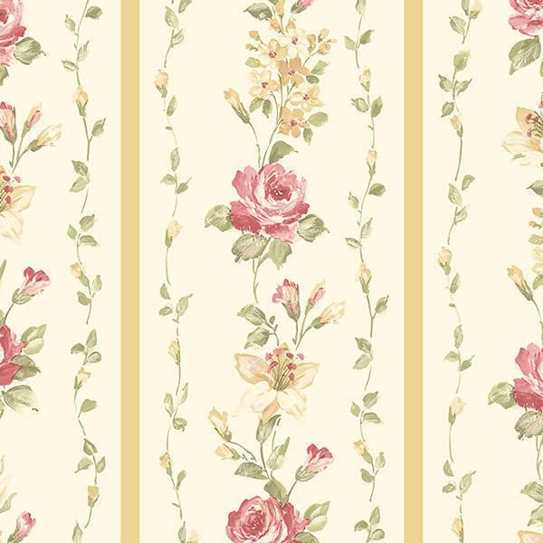 Trailing Rose Stripe Feminine Wallpaper Double Rolls  