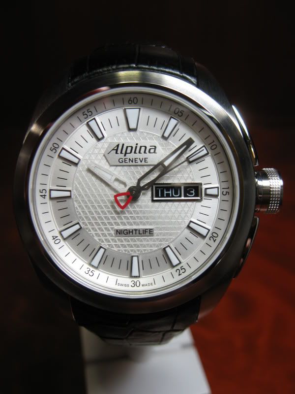 NEW Alpina Club Day Date Mens Swiss Made Nightlife Watch AL 