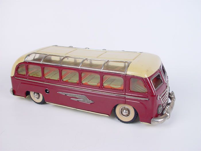 Must See Rare Guntherman Tour Map Bus Tin Wind up Toy  