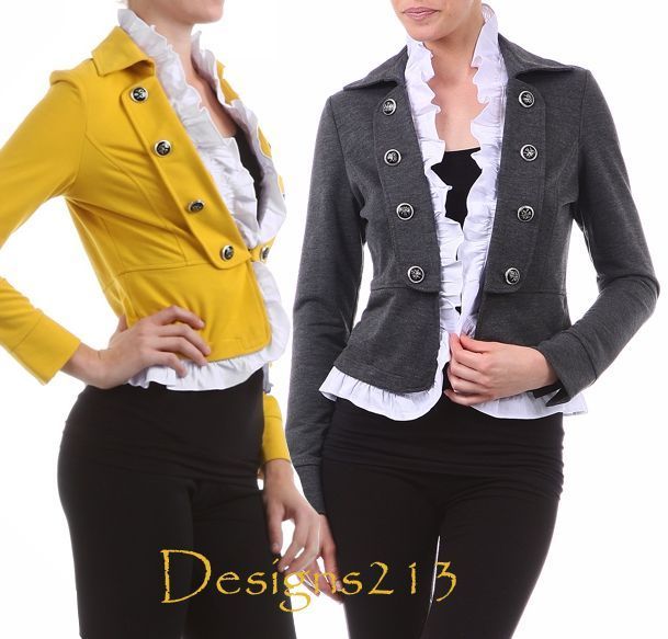 New Womans Fitted Military Jacket Top 6 Colors Trendy Small Medium 