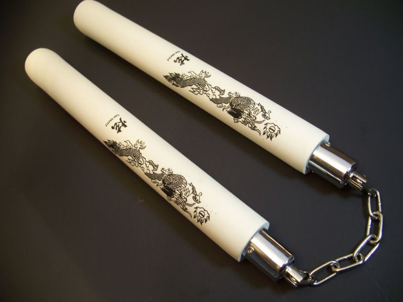 Nunchakus, Nunchukas, Nunchucks   PRACTICE, PRO  WHITE  