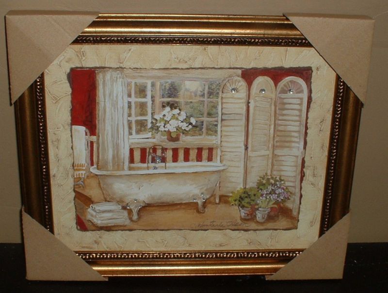 VICTORIAN CLAW FOOT TUB BATH PICTURE~CHIC WALL ART~NEW  