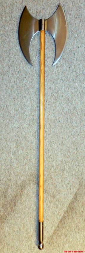 GIGANTIC 6 FT WAR AXE BATTLEAXE MEDIEVAL LONG AX DOUBLE CRESCENT 