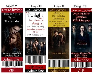 Custom Twilight and New Moon Party invitations  