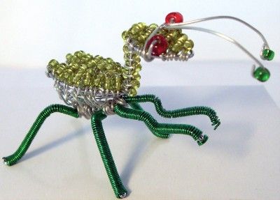 Praying Mantis Wire & Glass Bead Mini Figurine Beadworx  