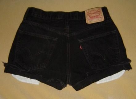 LEVIS Jeans Vtg BLACK DENIM High Waist Waisted CUT OFF SHORTS Grunge 