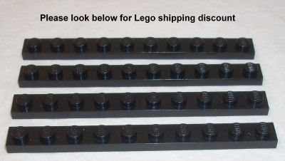 Legos Plate 1 x 10 Parts # 4477 Black Lot of 4 Pieces  