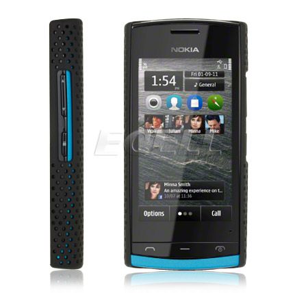 NEW BLACK PERFORATED MESH HARD BACK CASE COVER FOR NOKIA 500  