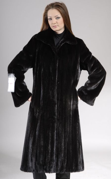 Female BLACKGLAMA black natural Let out full length Mink fur coat 