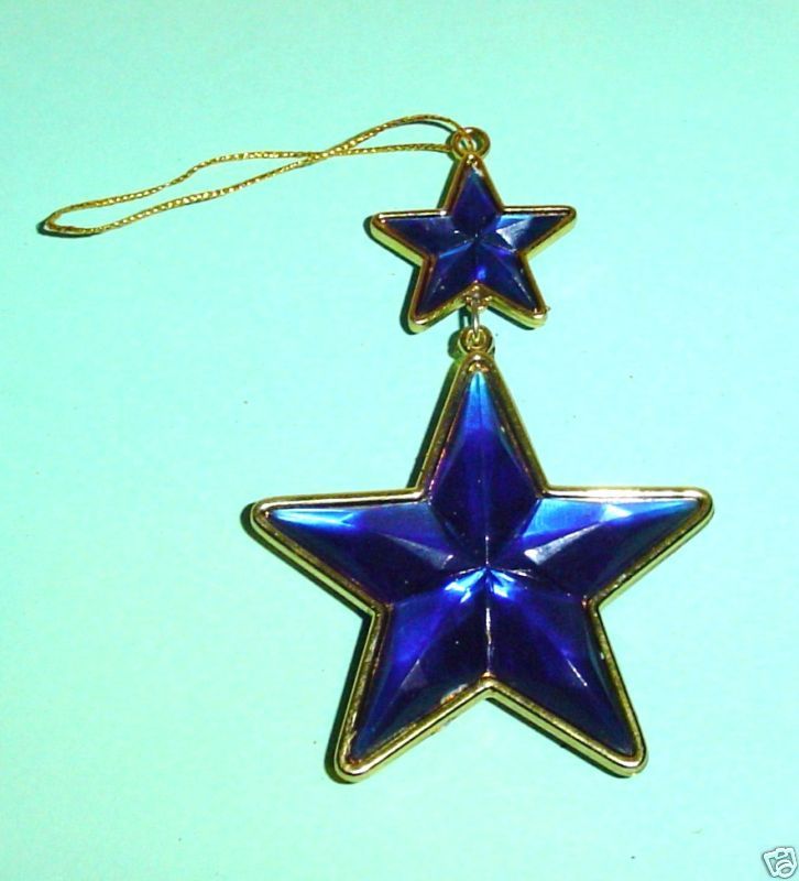 COBALT BLUE DOUBLE STAR ORNAMENT HOLIDAY CHRISTMAS  