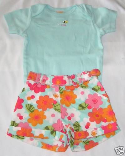 Gymboree NWT Girl 3 6 Mos. Bodysuit & Shorts Set (#53)  