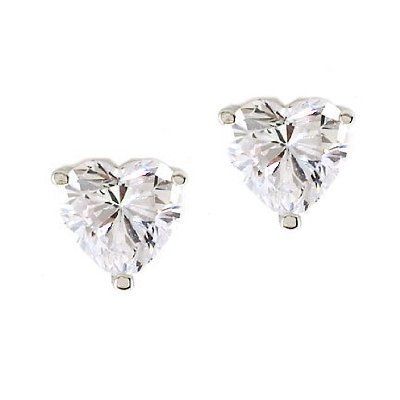 8MM heart shape Cubic Zirconium Silver Stud Earring  