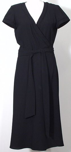 NWT DANA BUCHMAN Black Jersey SS Wrap Dress 12  