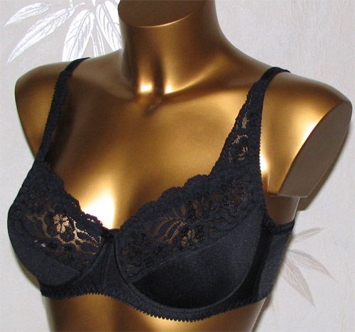 nwt black lace balconette full coverage plus size bra SECRET OF 