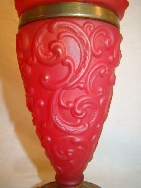   VICTORIAN Old P&A RED Pressed PATTERN Glass SPIRIT Seance LAMP  