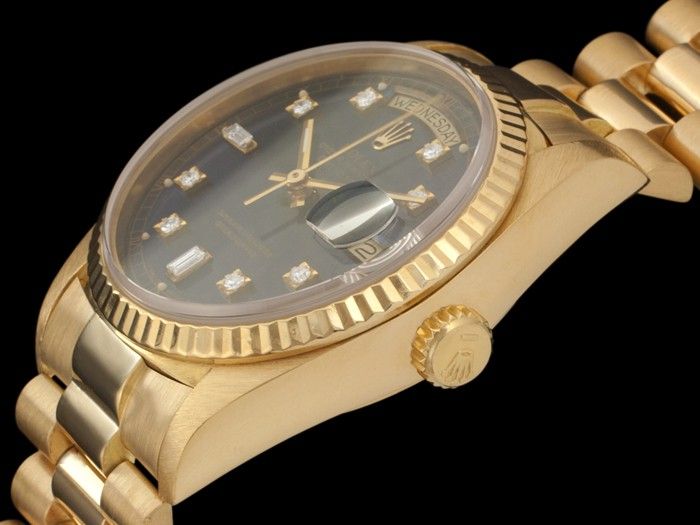 ROLEX Mens PRESIDENT DAY DATE WATCH, 18038   18K GOLD & Diamond Dial 