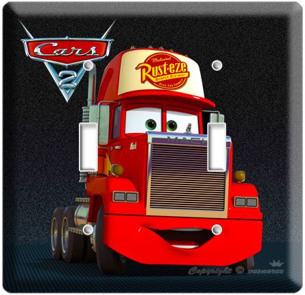 DISNEYS CARS 2 MACK TRUCK DOUBLE LIGHT SWITCH PLATE NW  