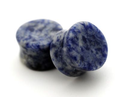 Pair of Blue Lapis Stone Plugs set gauges PICK SIZE  