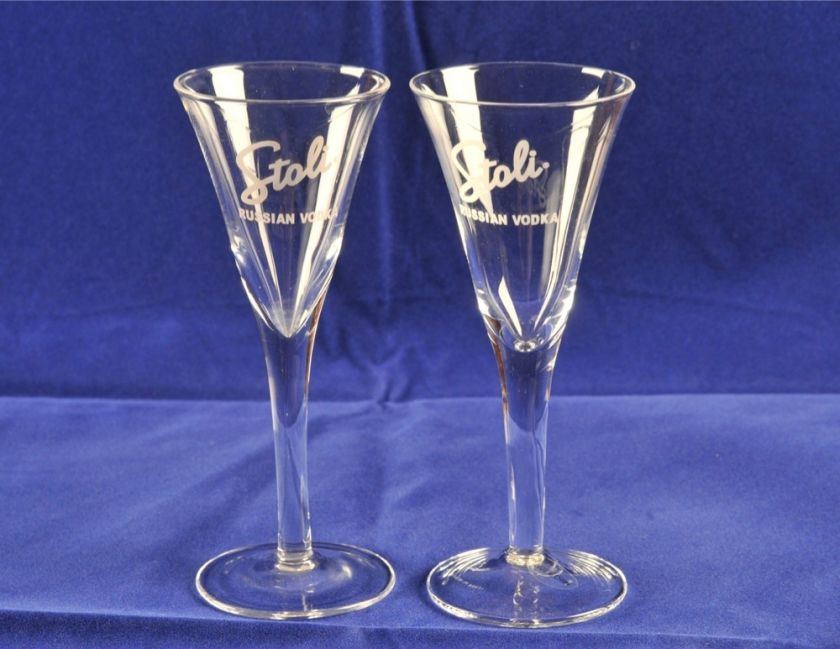 STOLI RUSSIAN VODKA STEMMED SHOT GLASSES (2)  