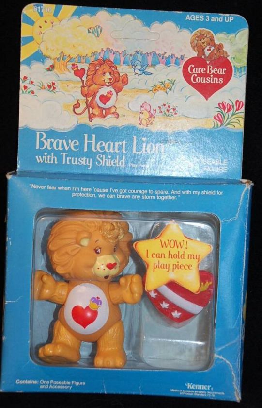 CoMpLeTe BRAVE HEART LION 1985 CARE BEAR Poseable Figure MIB ACCESSORY 