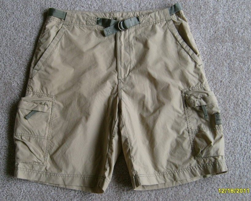   36 OLD NAVY Khaki Tan Flat Front Belted CARGO Shorts with Belt  