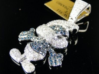 10K CARTOON PAPA SMURF MINI BLUE DIAMOND PENDANT CHARM  