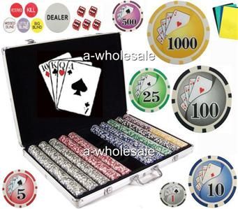 1000 Las Vegas Gambling Casino Poker Chips Set w/ Bonus  