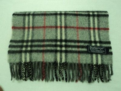 BURBERRYS OF LONDON LAMBSWOOL NOVA CHECK GREY SCARF SC553  