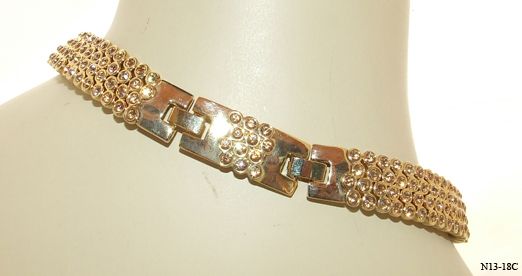 SUZANNE SOMMERS EMPRESS GOLDEN CRYSTAL GOLDTONECHOKER NECKLACE & WATCH 