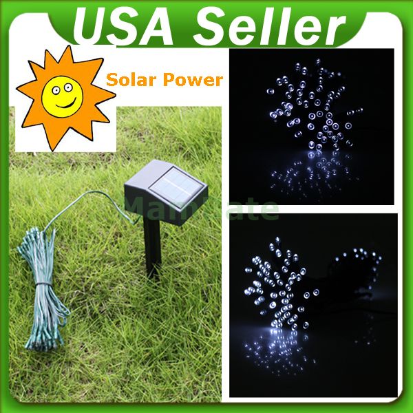 Solar Power 100 LED White Color String Light Xmas Christmas Party 