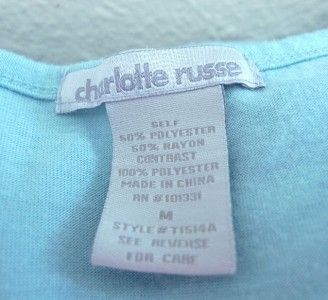 WOMEN CHARLOTTE RUSSE Aqua ruffle beaded sleeveless M  