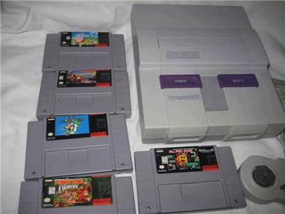 Original Super Nintendo SNS 001 System with 6 Game and 2 Controllers 